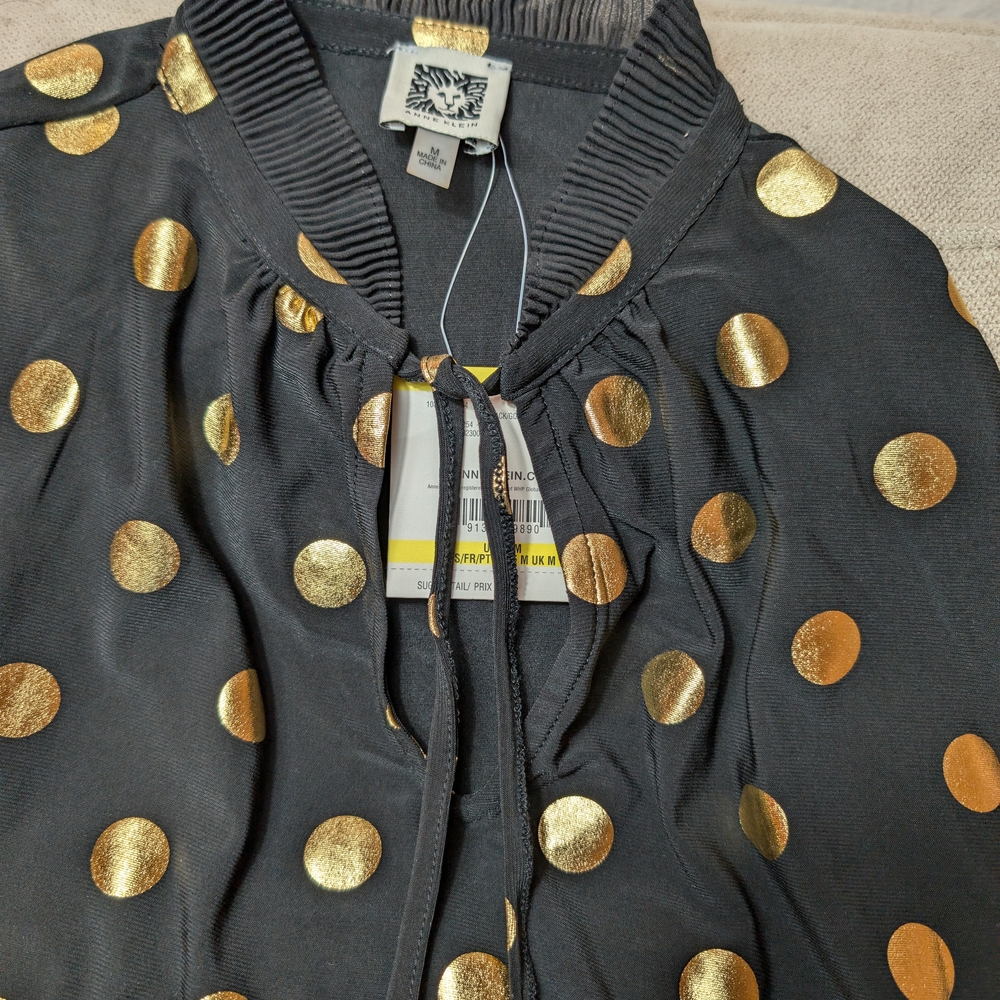 Black and Gold Polka Dot Women's Top - Picture 12 of 12